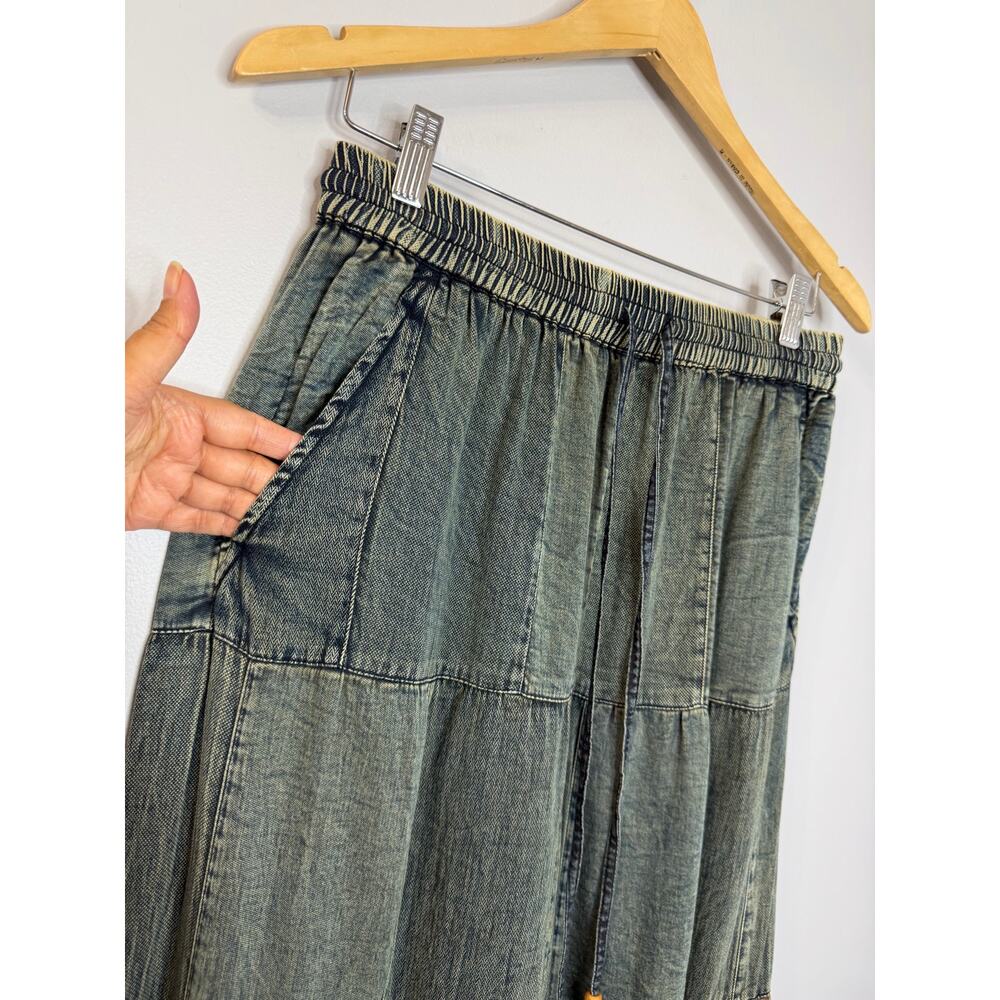 Young Threads Boho chic Tiered Patch Pants Wide Leg Festival Sz M - Picture 10 of 15